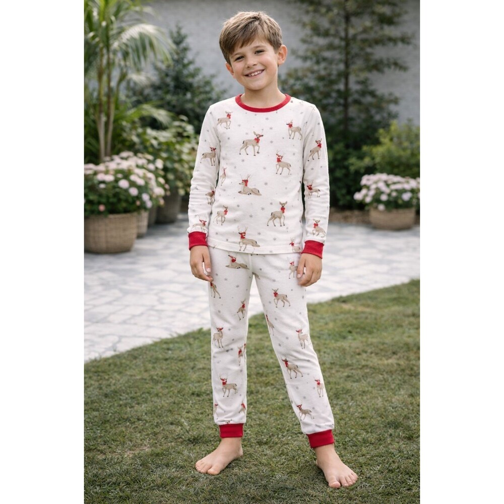 KYTE BABY Pajama Set 6T Unisex Reindeer Print Kids Soft Sleepwear Bamboo Blend